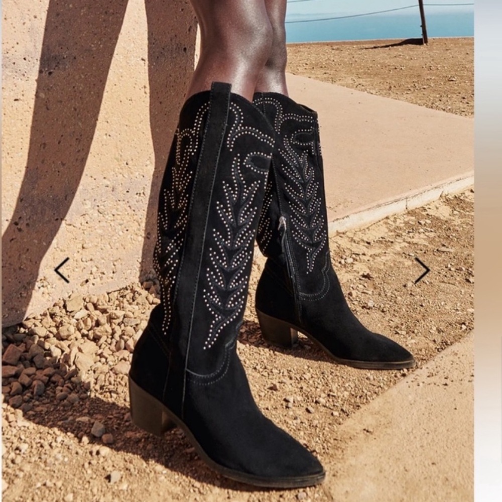 Black and Silve Dolce Vita Cowboy Boots